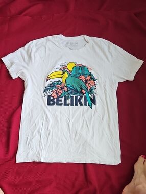 belkin White T-Shirt with Colorful Toucan and Tropical Print